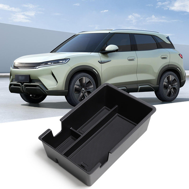 BYD Atto 2 armrest storage box shown with a BYD Atto 2