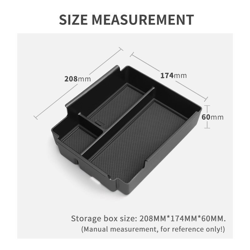 BYD Shark 6 armrest storage box dimensions: 208 x 174 x 60 mm