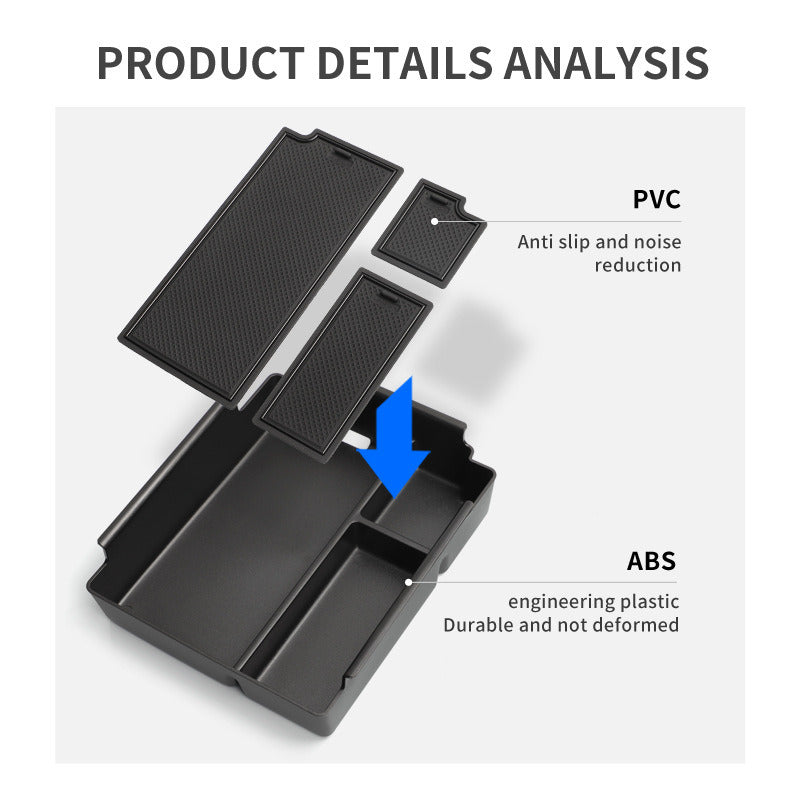 BYD Shark 6 armrest storage box parts: removable trays and anti-slip liners