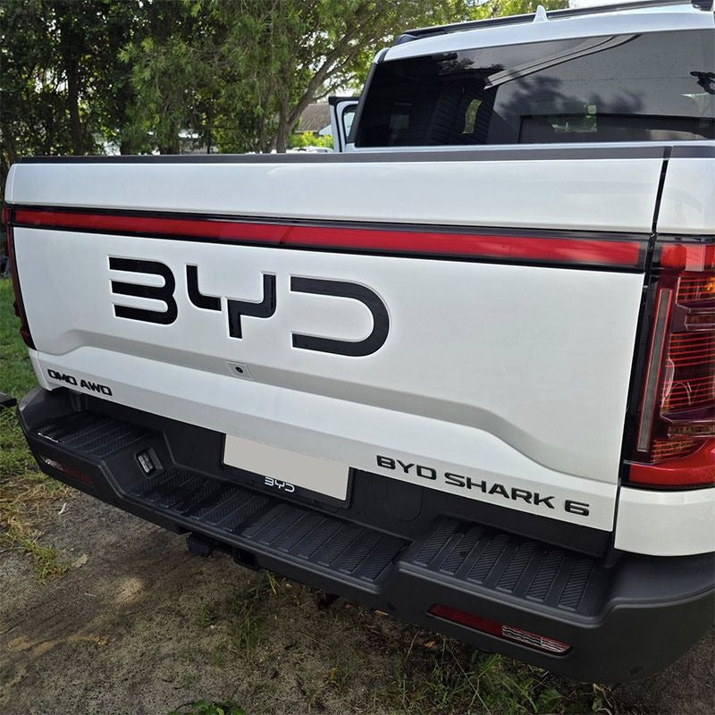 BYD Shark 6 rear badge fitted to the tailgate
