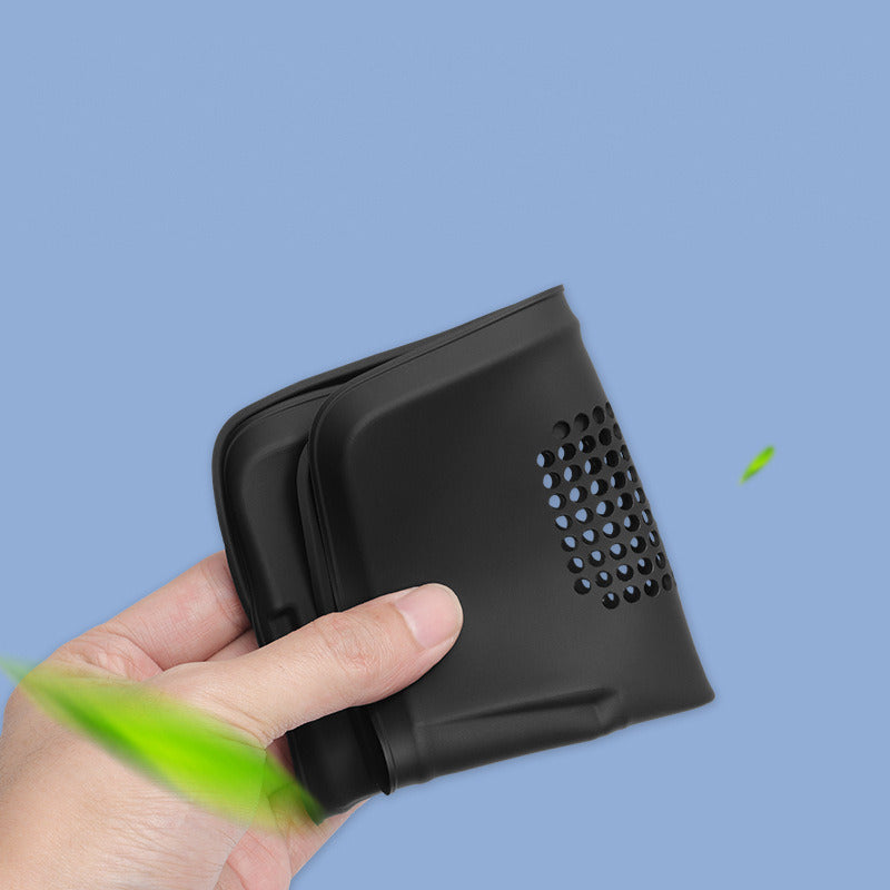Silicone pad bent by hand to show it is flexible