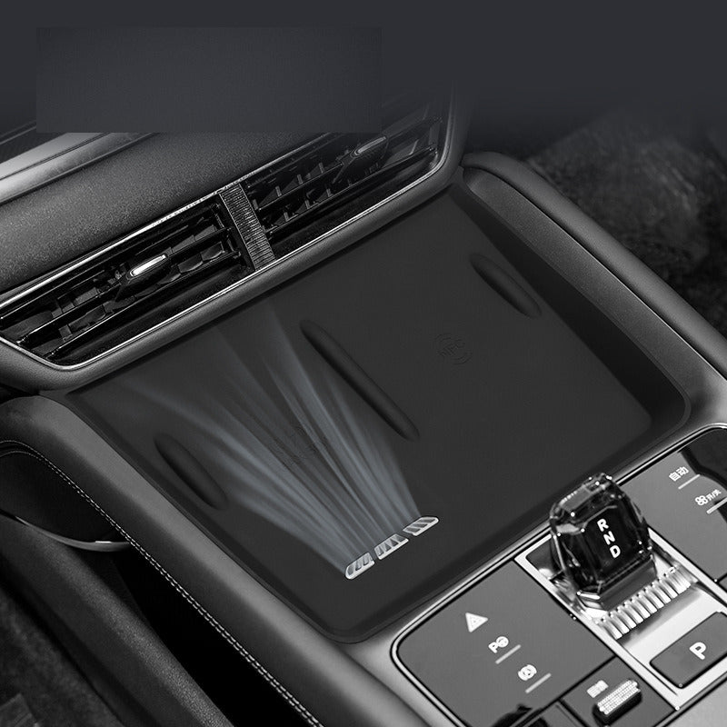 Vent cut-outs in the pad keep the charger airflow clear