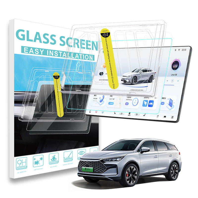 Dust-free HD glass screen protector with its installation frame and box