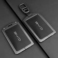 Black BYD NFC card shells with metal frames and keychain