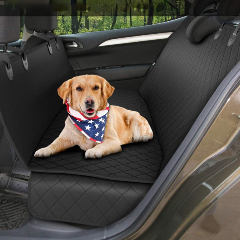 Pet seat mat with side flaps fitted in the back seat